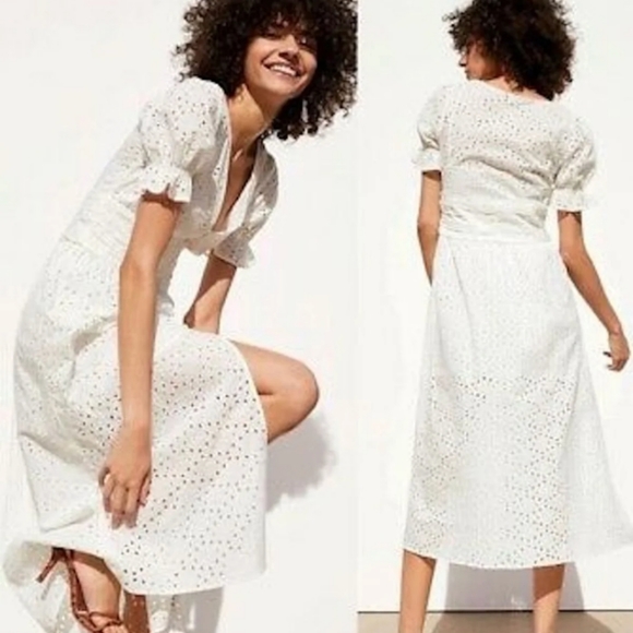 Zara white eyelet midi dress - Picture 3 of 4